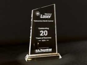 Classic Crystal Celebrating Laser Electrical 20 Years in Business from JA Russell