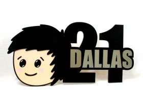 Acrylic 21st Key for Dallas with Mirror Text