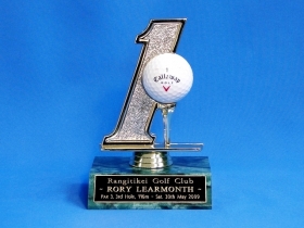 Rory's hole in one trophy.