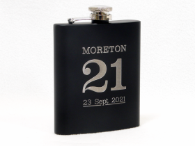 Moreton's 21st Hipflask | Clarendon font