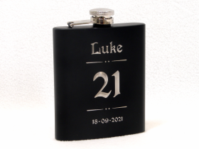 Luke's 21st Hipflask - Front