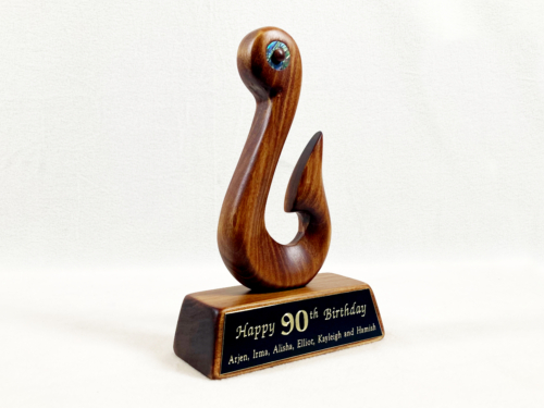 Taonga Matau Iti with an Engraved Plaque