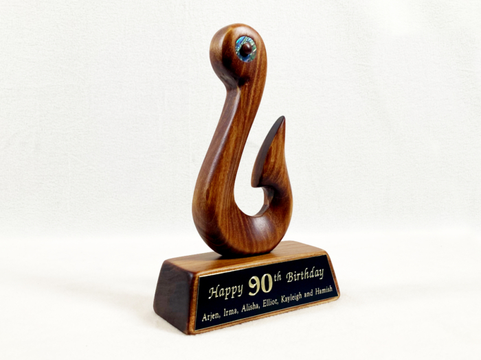Taonga Matau Iti with an Engraved Plaque