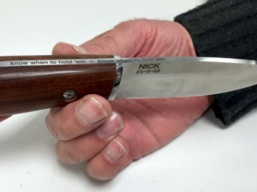Laser engraved knife