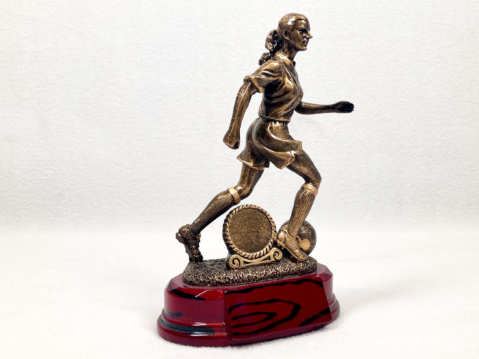 Resin Football Running Female Trophy