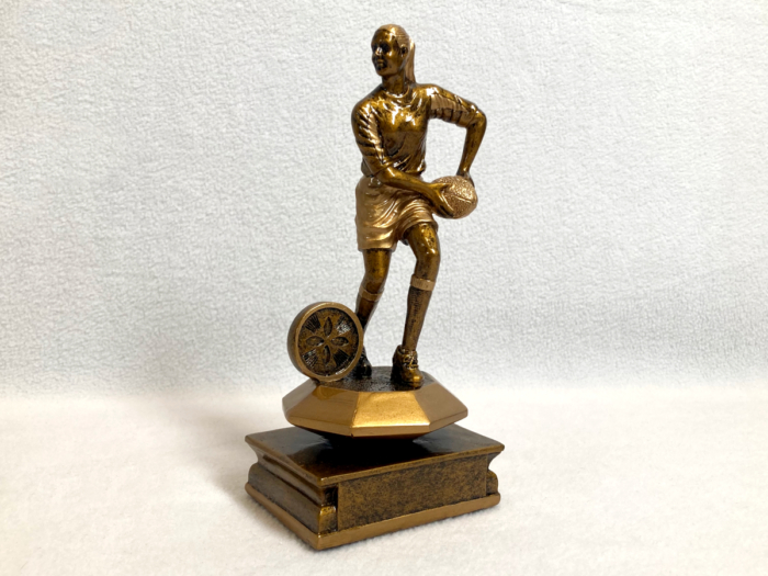 Resin Female Rugby Player with Ball Trophy