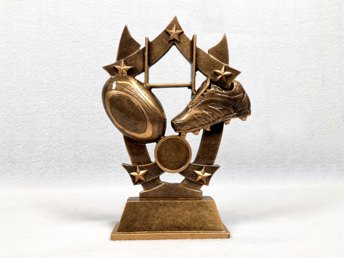Resin Rugby Boot, Ball, and Posts Trophy